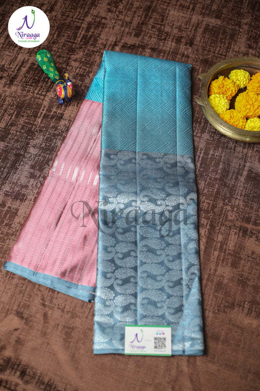 kanchipuram silk saree- Tri color